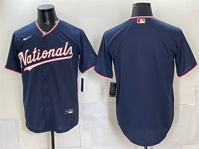 Men's Washington Nationals Blank Navy Stitched Baseball Jersey